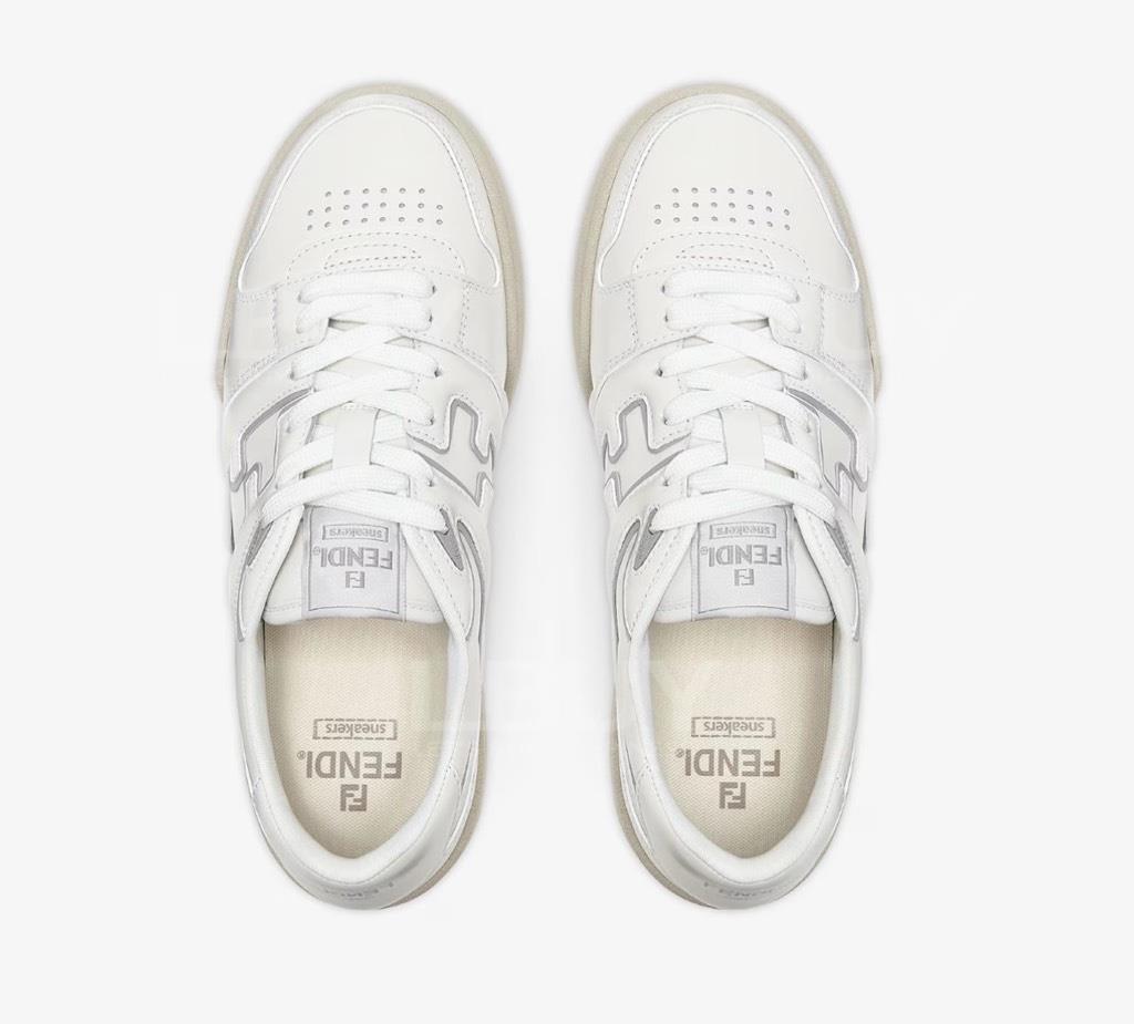 FENDI Match男装运动鞋白色皮革低筒鞋