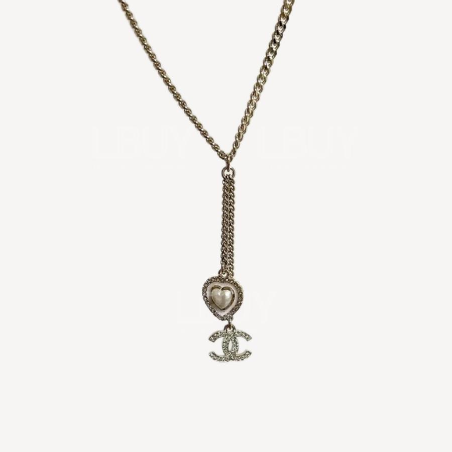 Chanel CC Logo Golden Heart Pendant Necklace ABD901