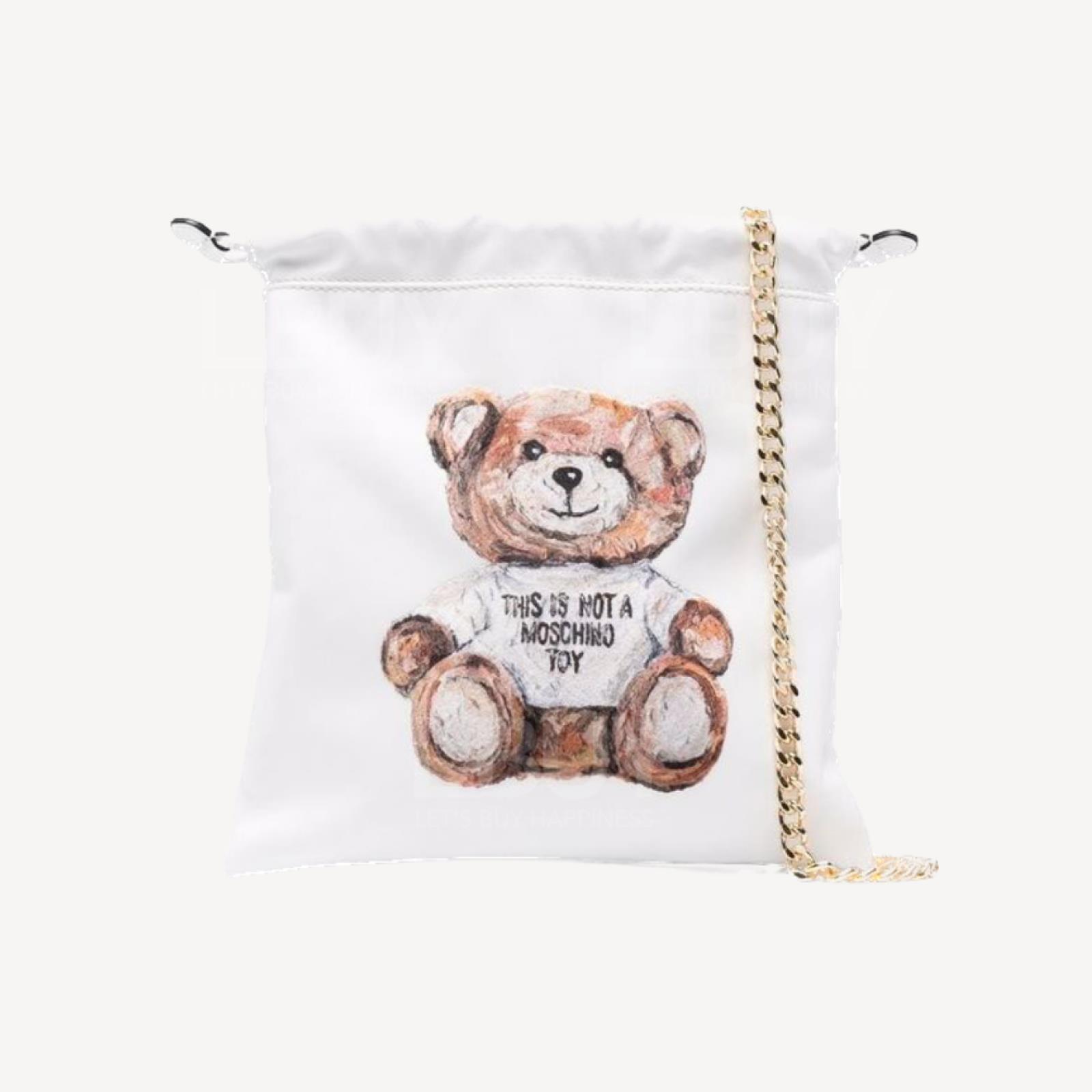 MOSCHINO TEDDY BEAR PRINT CROSSBODY BAG WHITE