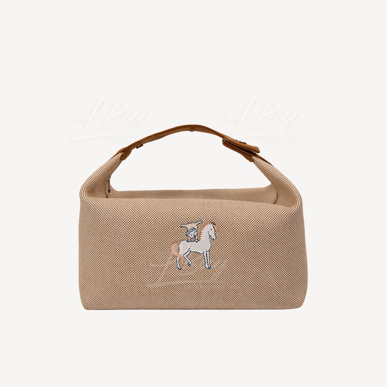 Hermes Bride-a-Brac Cabriole Case 饭盒包 小马Logo 饼干色编织带 大号