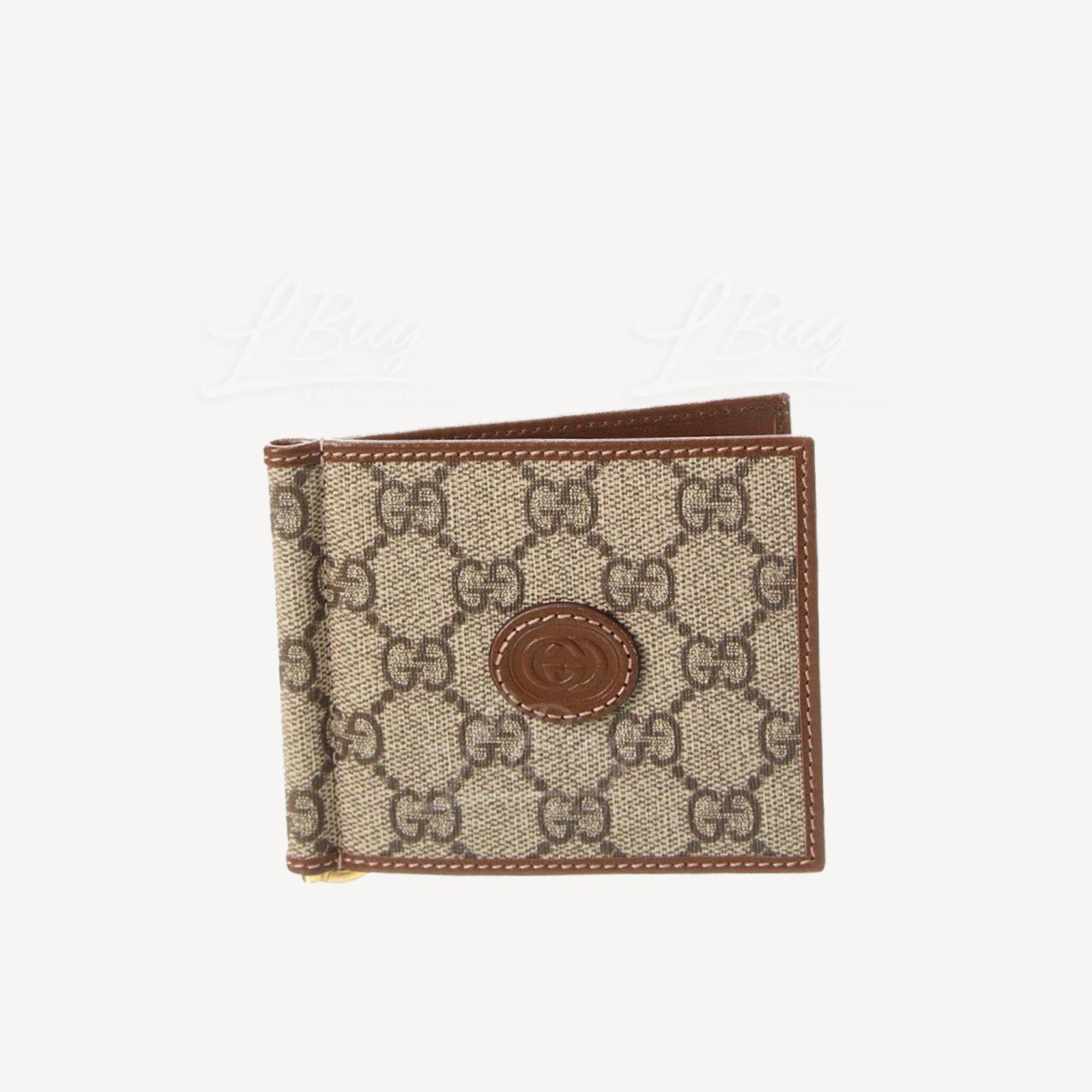 Gucci 啡色6格卡位老花錢夾銀包