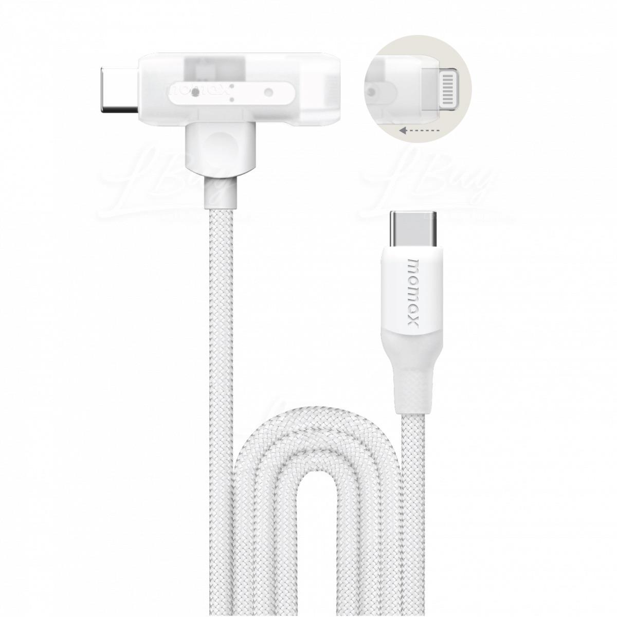 MOMAX 1-Link Flow Duo 2-in-1  1.5米 編織紋連接線 白 DL56