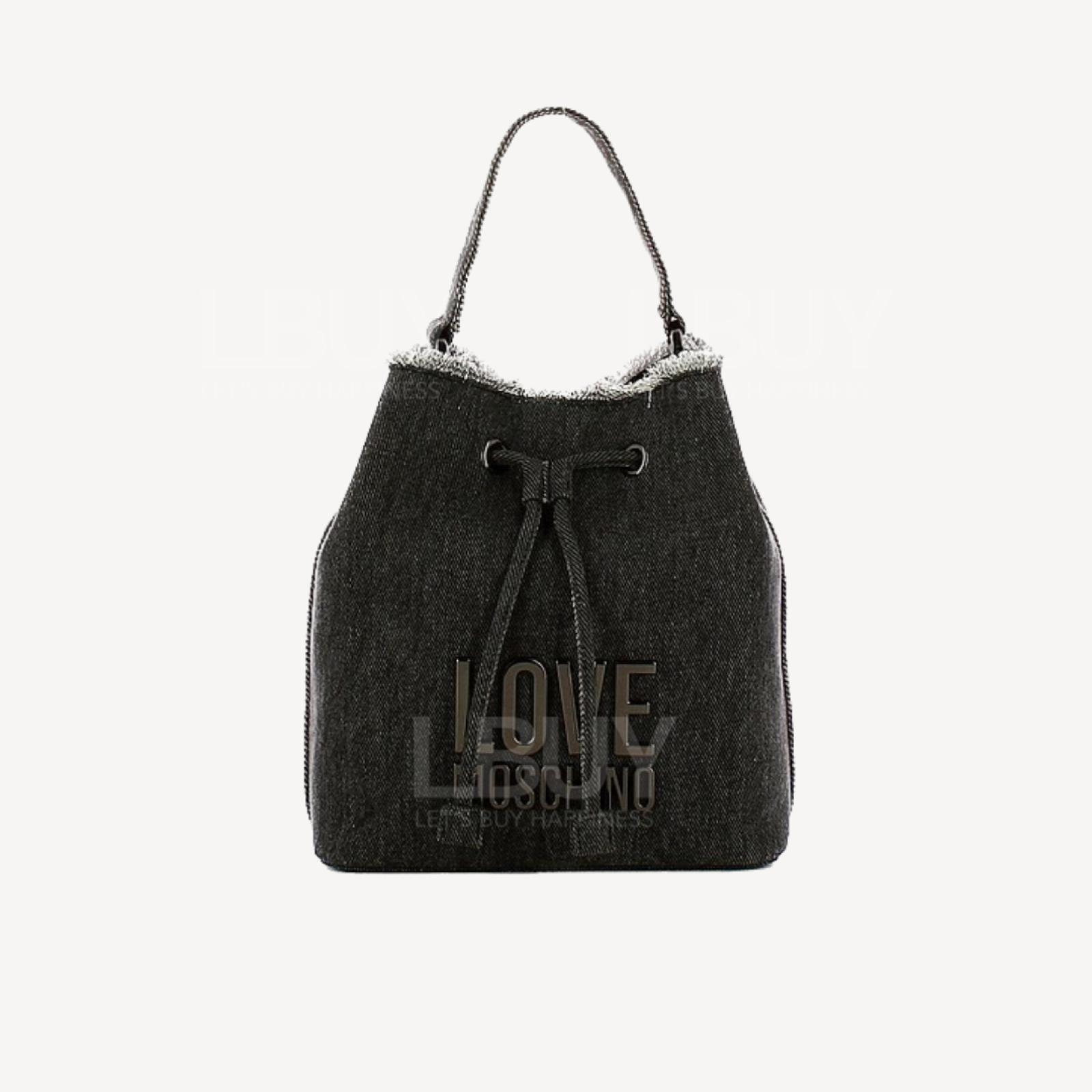 Love Moschino 黑色牛仔布水桶索袋