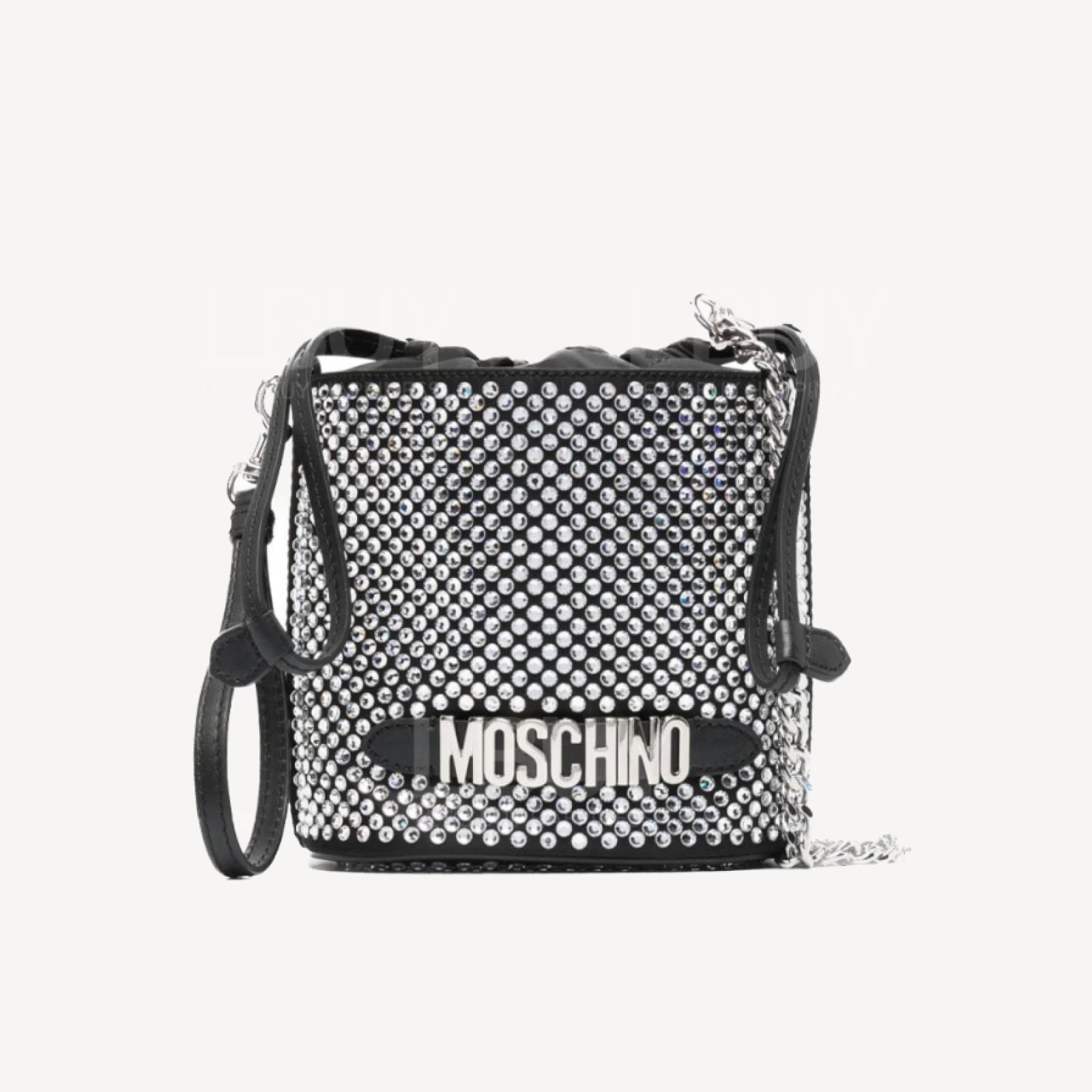 Moschino 新款閃石黑色水桶袋（配有長帶可以斜孭）