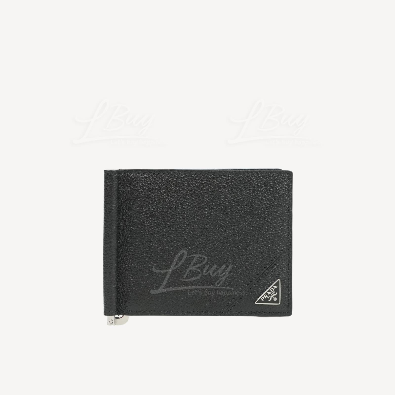 Prada 三角形标志皮革黑色卡片套钱夹 2MN077