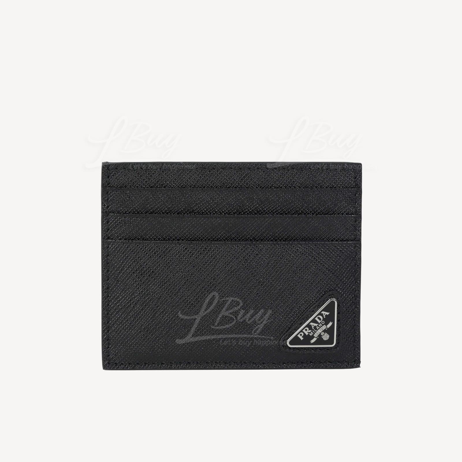 Prada Saffiano Triangle Logo Leather Card Holder 2MC223