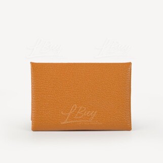 Hermes Calvi Verso Card Holder Caramel with Mauve Sylvestre