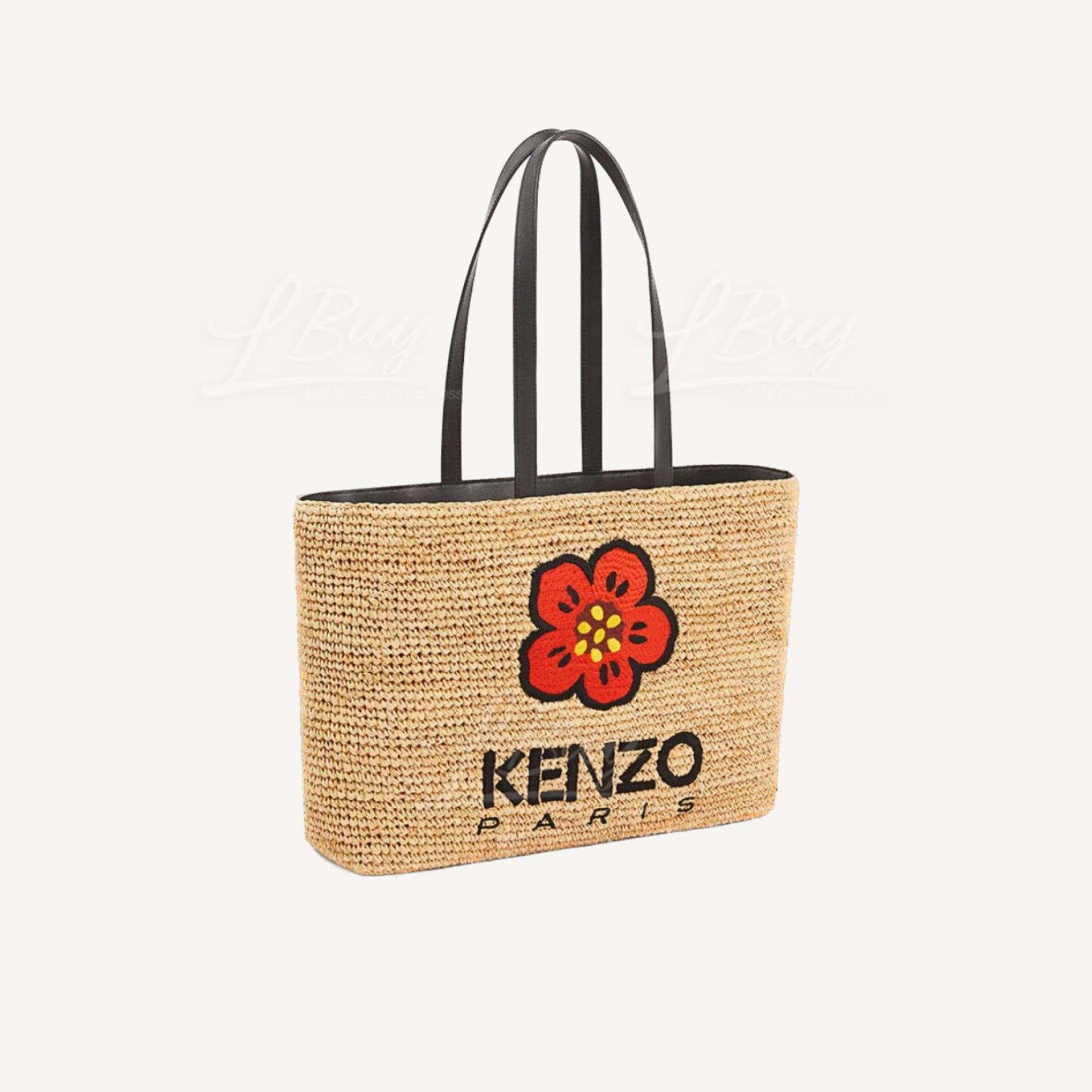 Kenzo 拉菲草编织包 托特包 大号