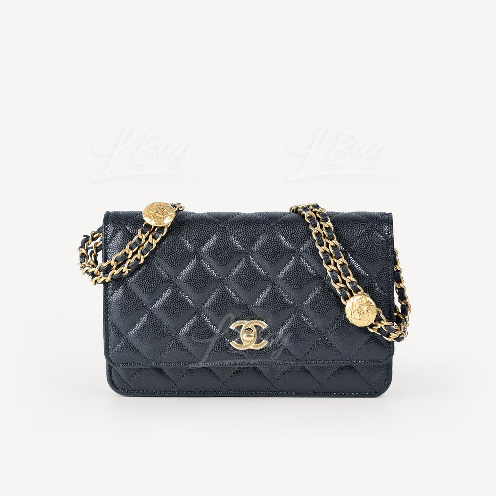 Chanel Gold Coin Chain Black Wallet on Chain AP2840