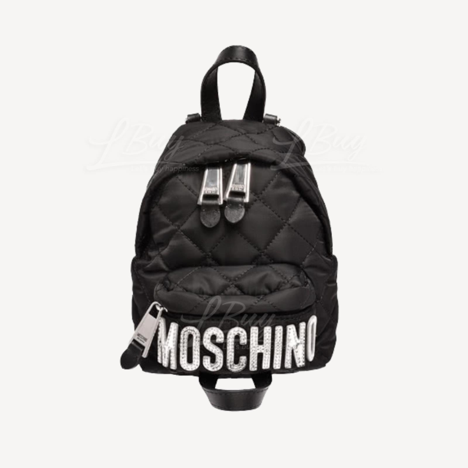 Moschino 银色logo 黑色 小号三用背囊 斜背袋