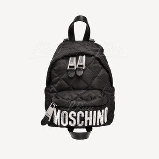 Moschino Silver Logo Black Small Backpack Crossbody Bag