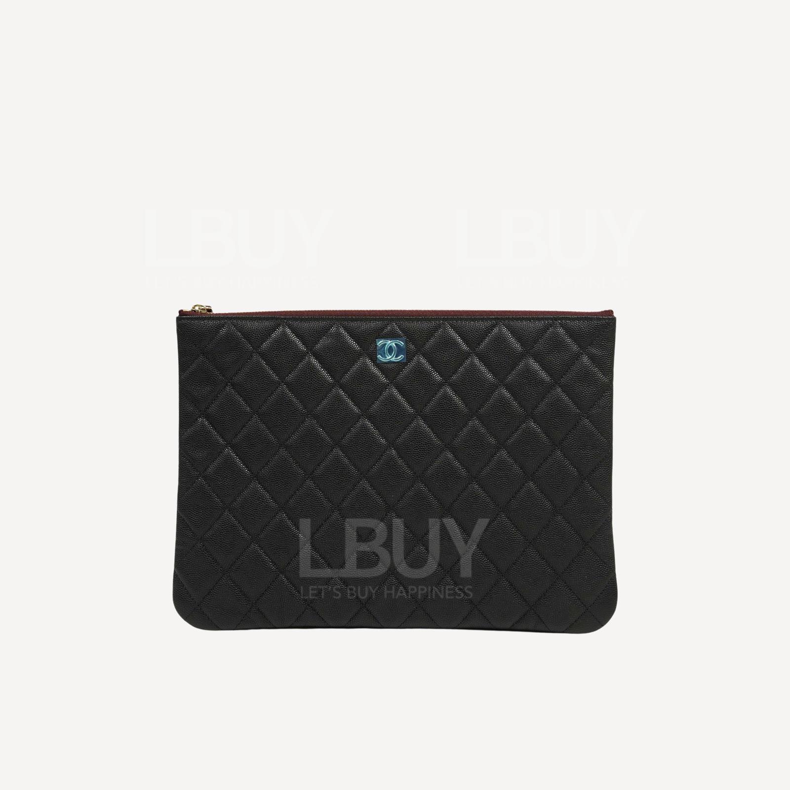 Chanel Classic Zipper 27cm Pouch Black with Gold Tone Metal A82545