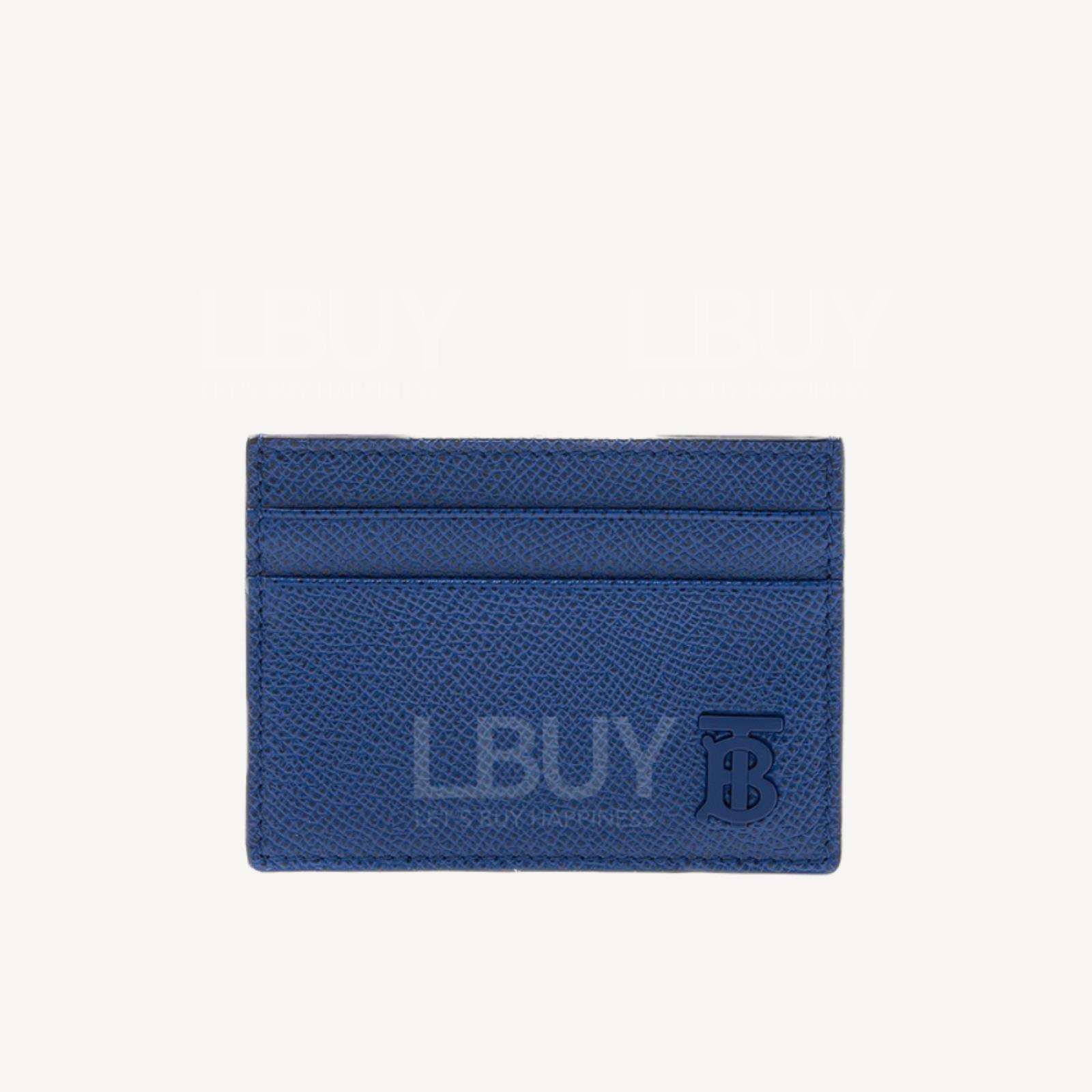 Burberry 粒紋牛皮TB Logo卡片套 藍色 8065709