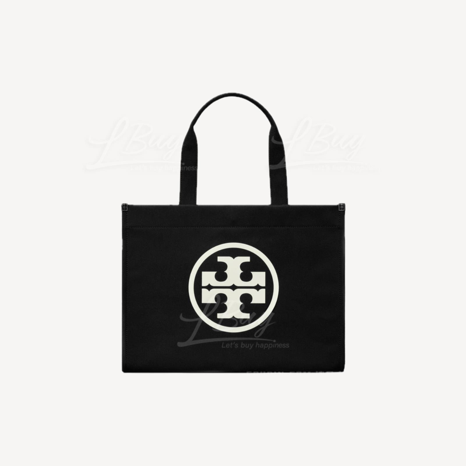 Tory Burch Ella 帆布手挽袋 单肩包 黑色 大号 148792