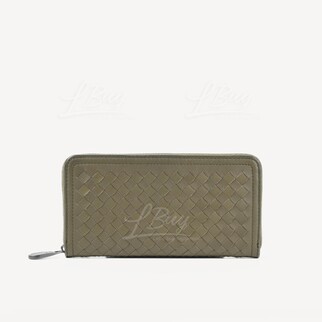 Bottega Veneta Dark Green Zip Around LongWallet