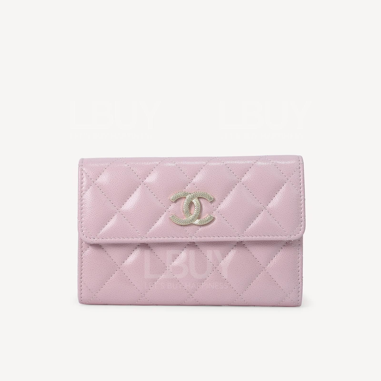 Chanel CC logo Medium Flap Wallet Light Pink with Gold Tone Metal AP2963