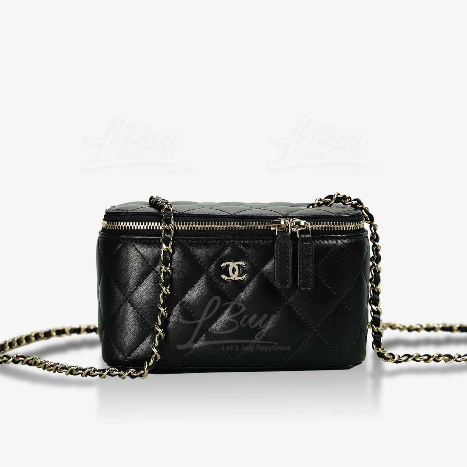 Chanel Lambskin Black Vanity Case with Chain