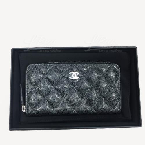 Chanel Classic Zip Around Wallet with Silver Buckle AP0226