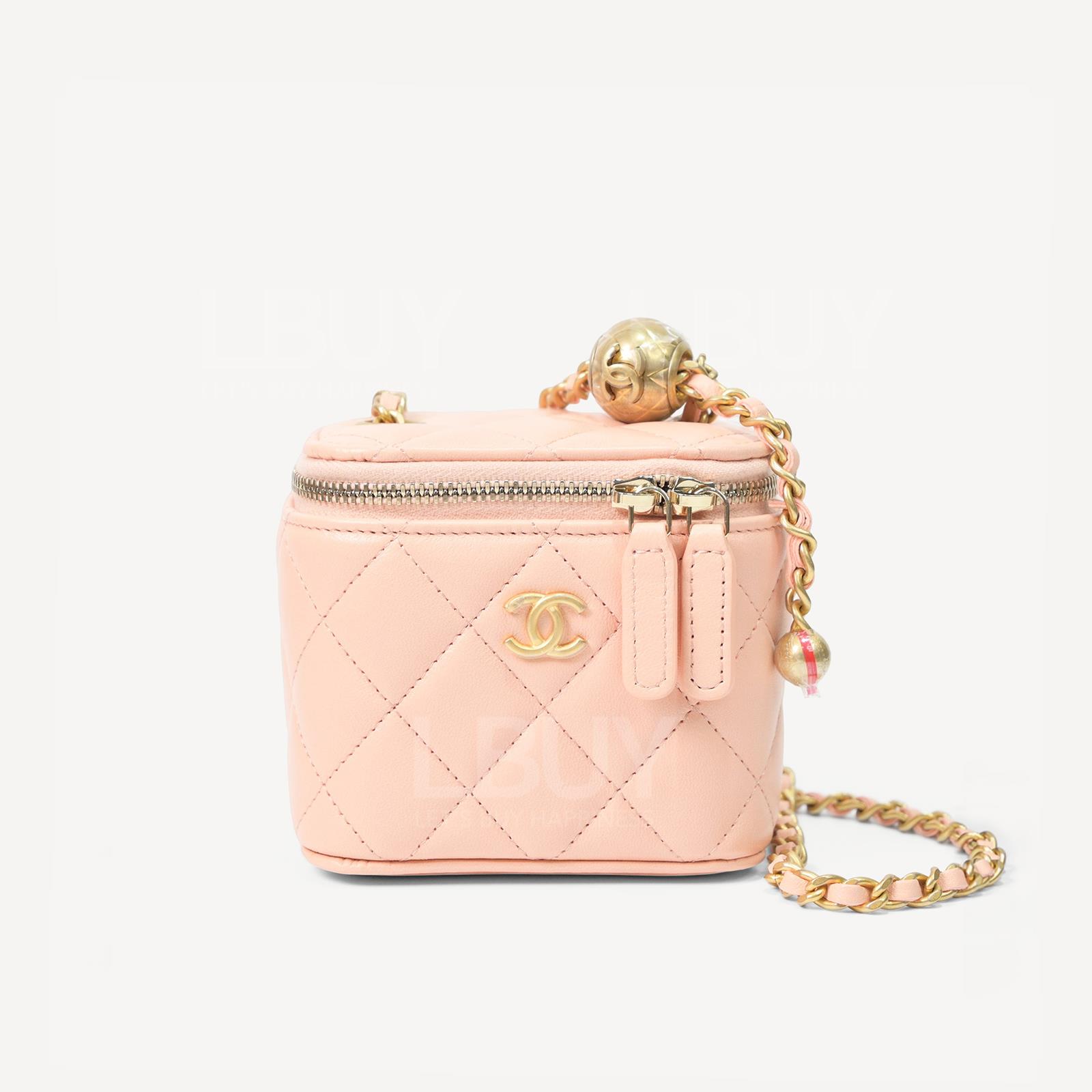 Chanel 小金球链带小号化妆袋 澹橙色 AP1447