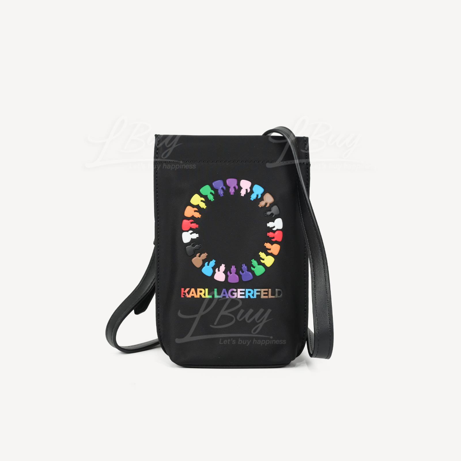 Karl Lagerfeld K/Love 彩色老佛爺 Logo 尼龍手機袋 黑色