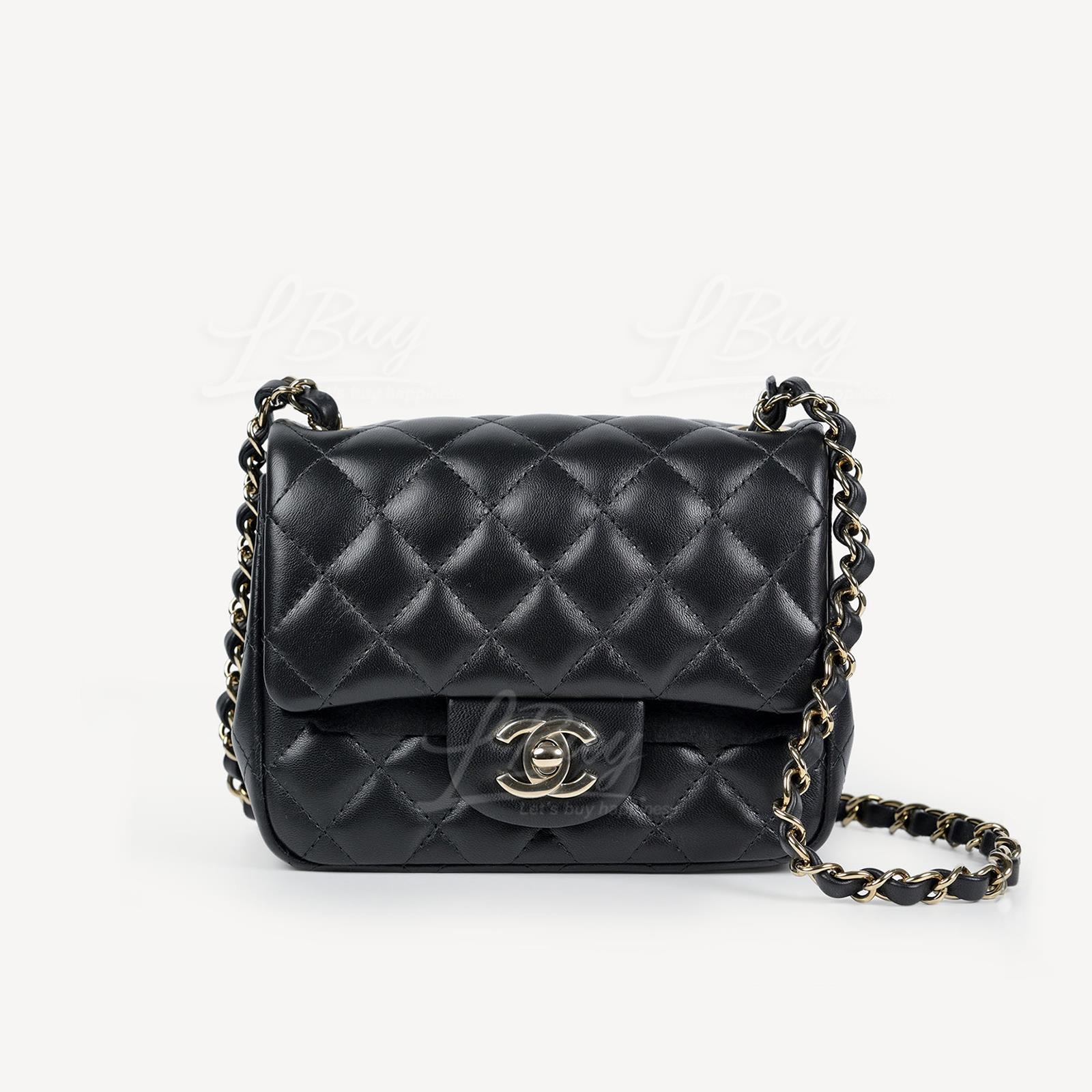 Chanel Classic Gold Colour CC Loho Flap Bag Black 17cm A35200