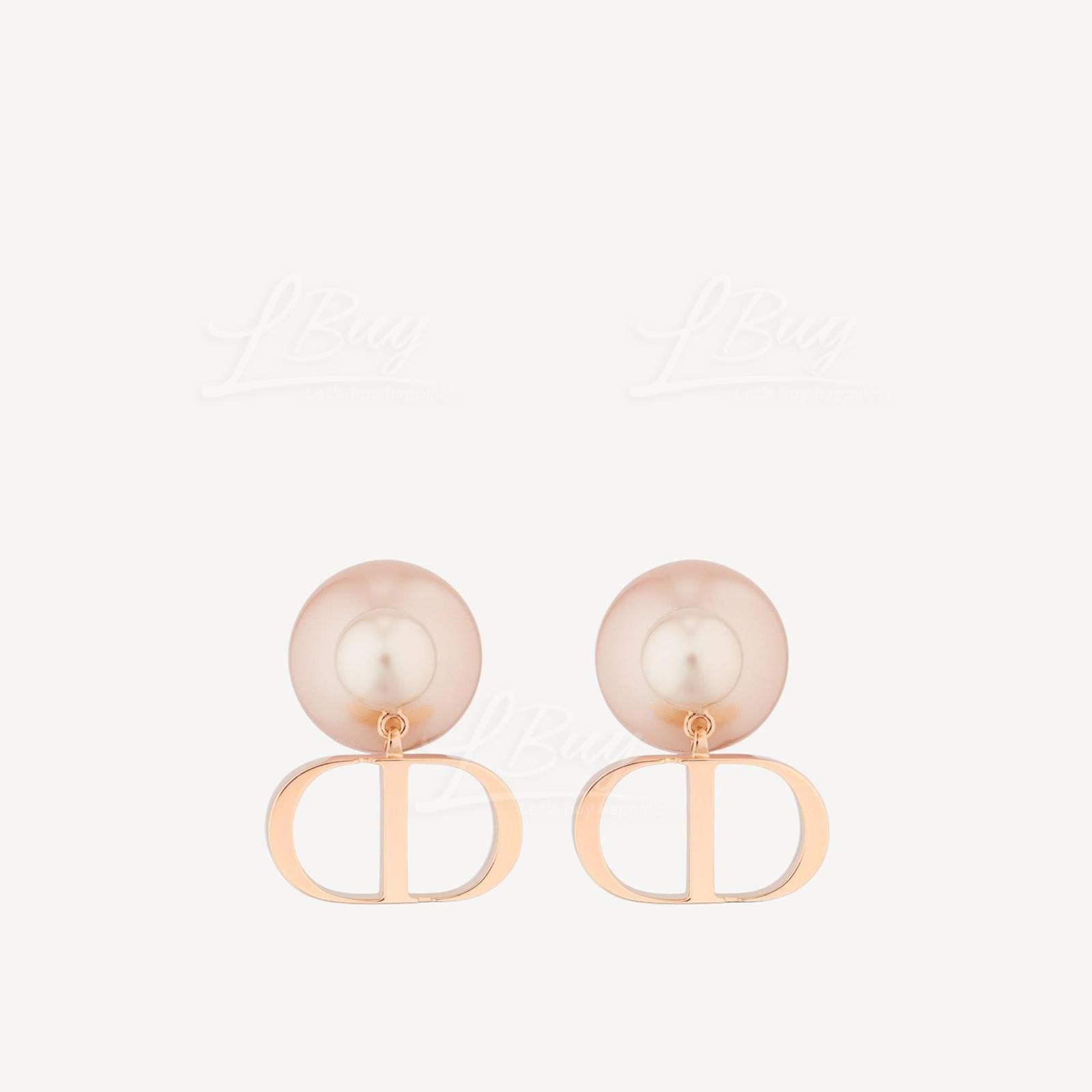 Dior Tribales Rose Gold Metal and Pink Resin Pearls Earrings E1293