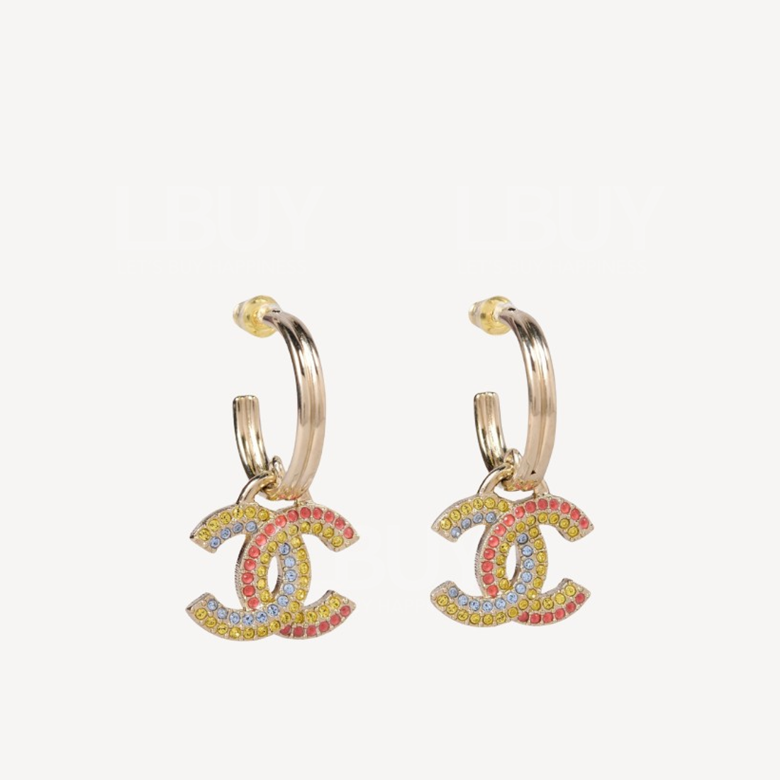 Chanel橙色拼闪石垂吊耳环