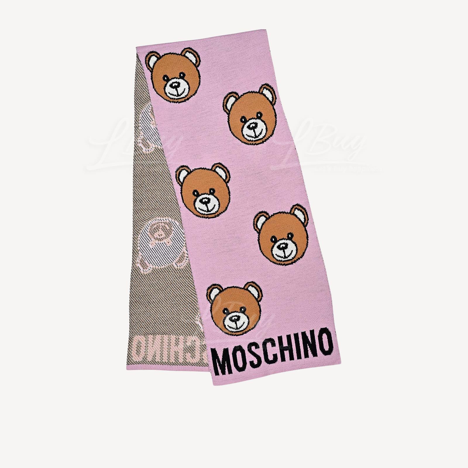 Moschino Teddy Bear Pink Scarf