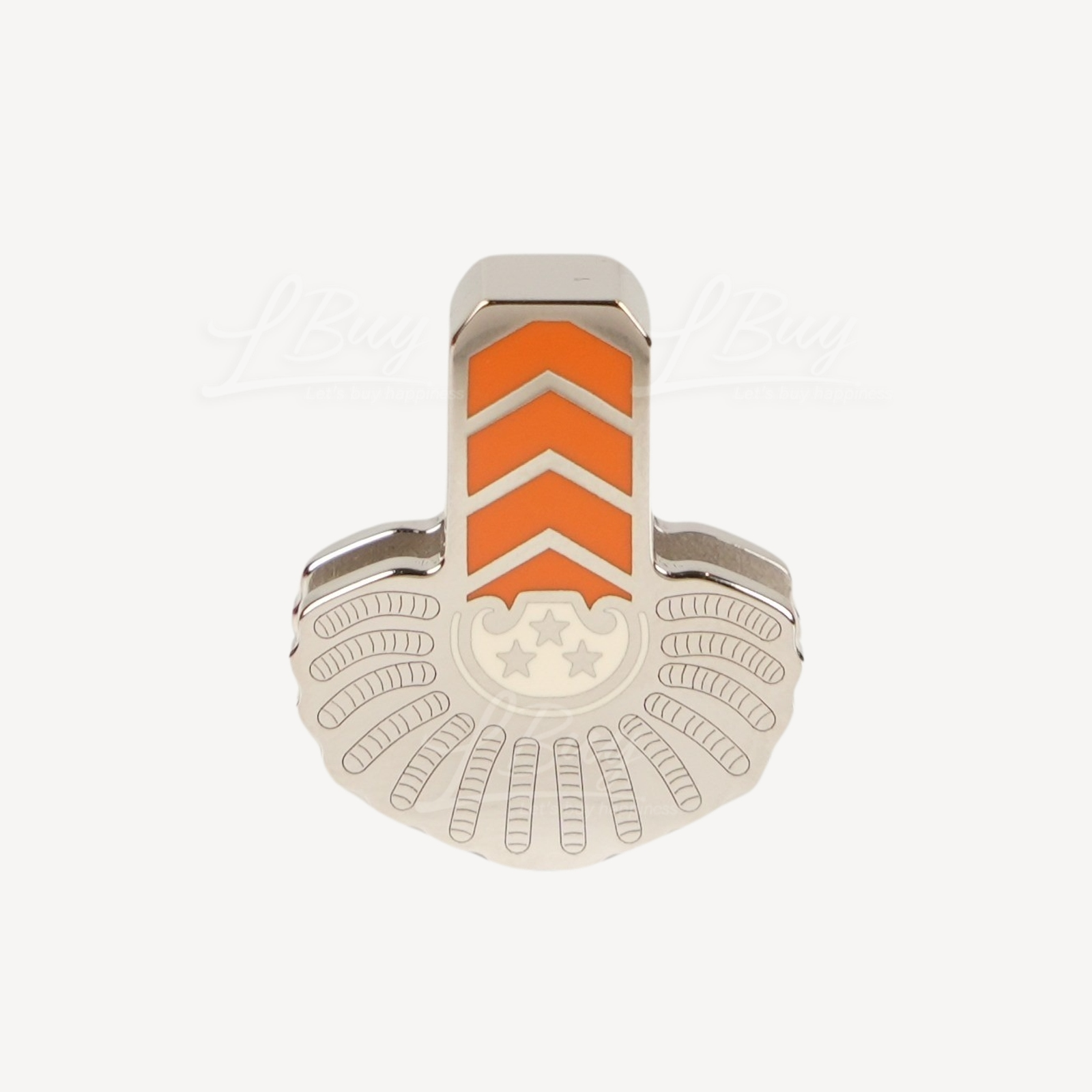 Hermes Epaulette Twilly Ring Palladié Orange Ivoire