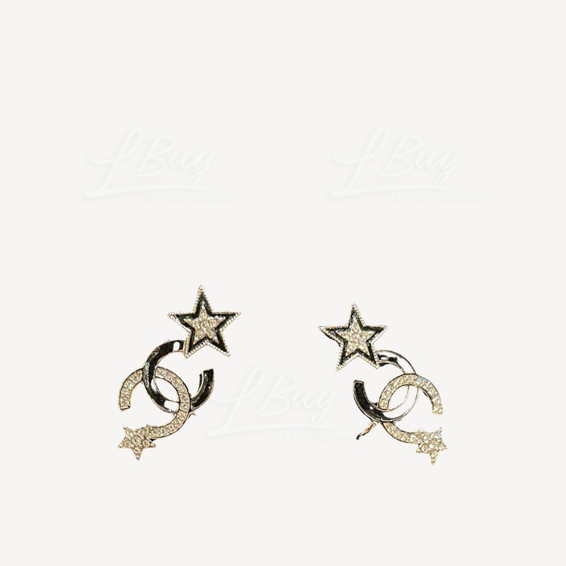 Chanel CC Logo 併星星耳環 ABB937
