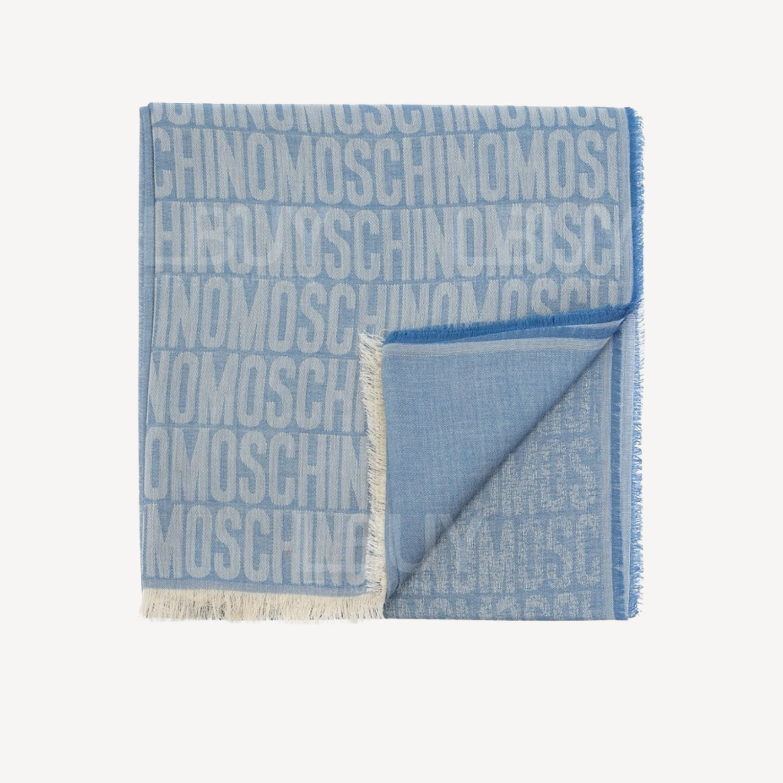 Moschino 牛仔藍色英文字母logo圍巾