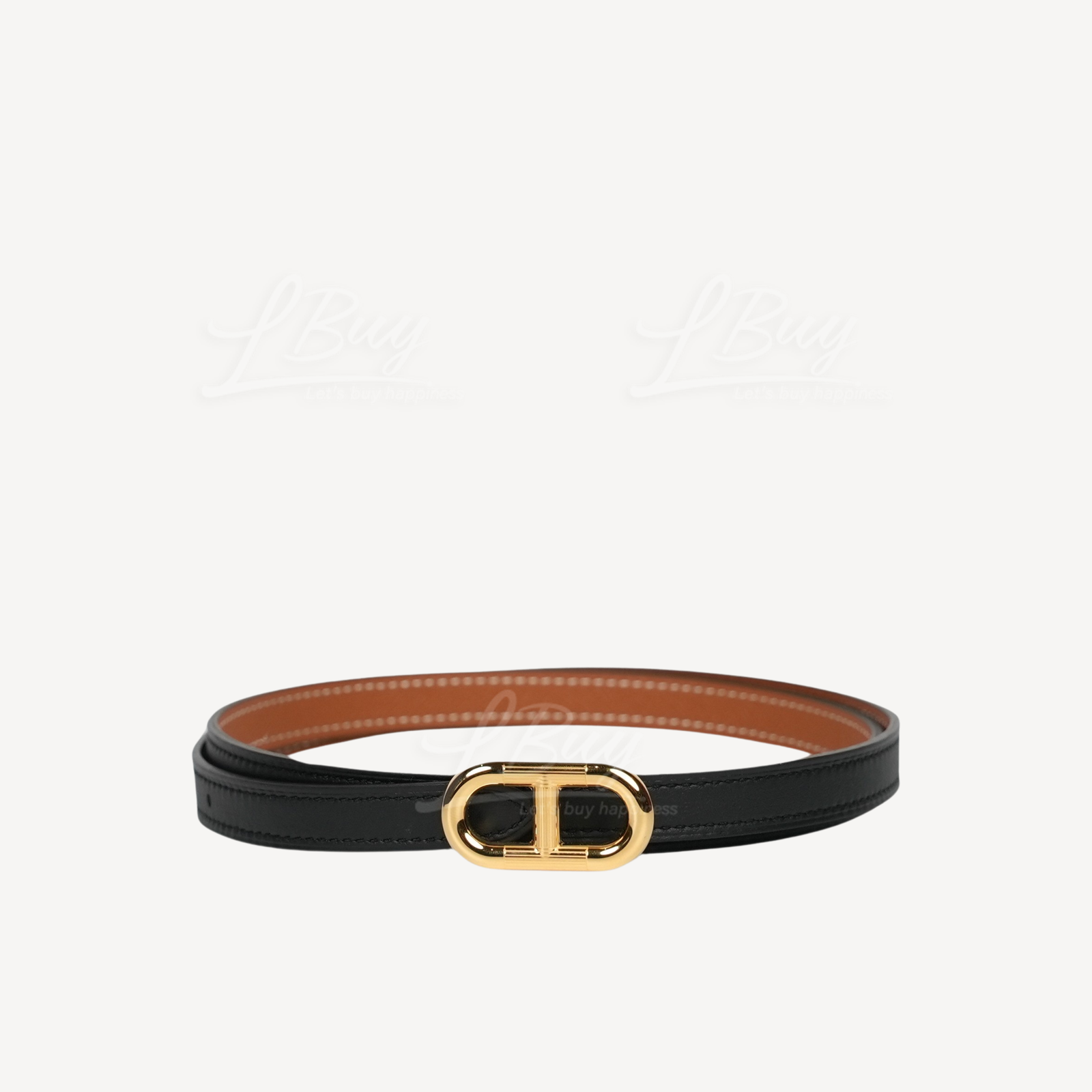 Hermes Maillon H Belt Buckle & Reversible Leather Strap 13mm 双面皮带 黑色 金色 金扣