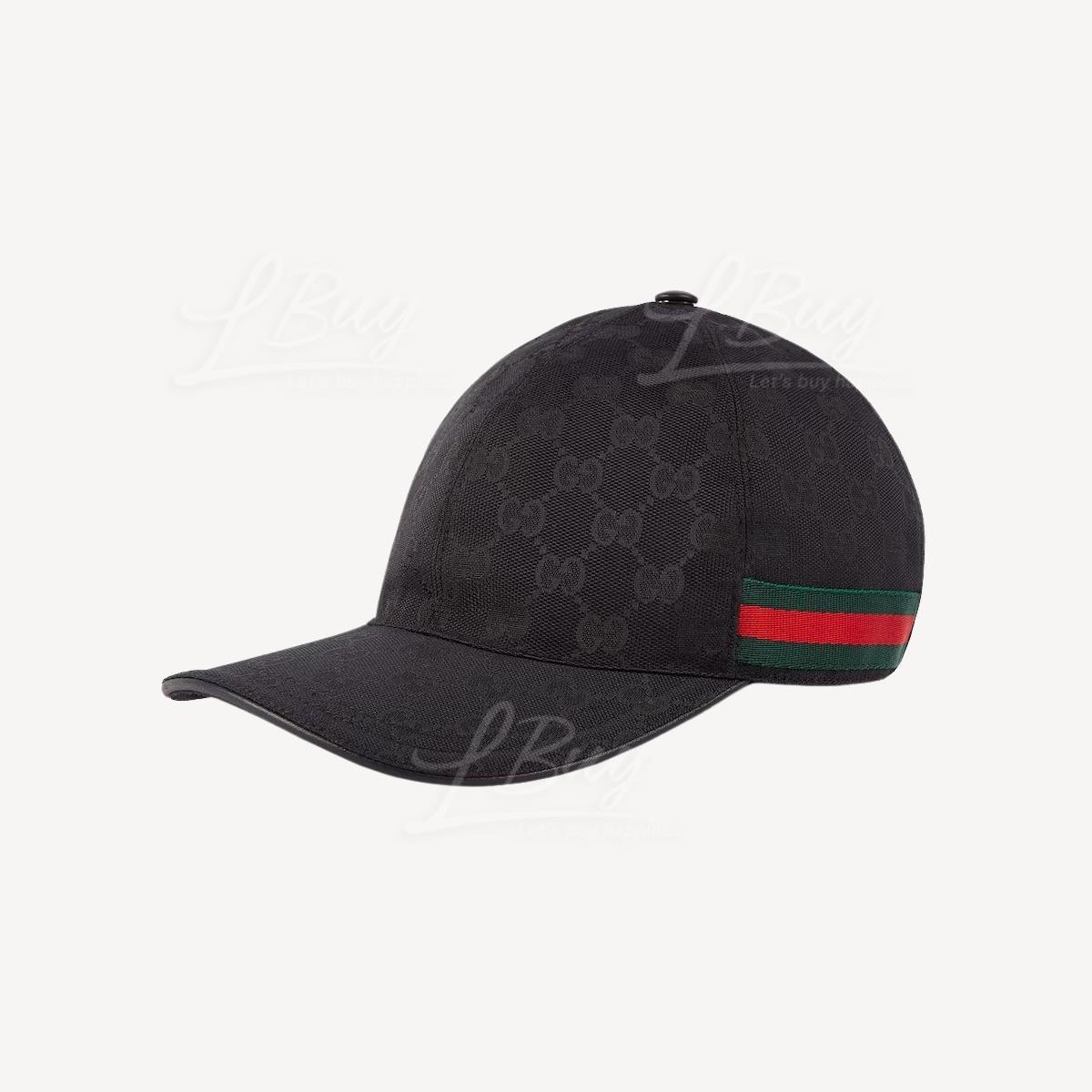Gucci Original GG Canvas Baseball Hat With Web Black 200035