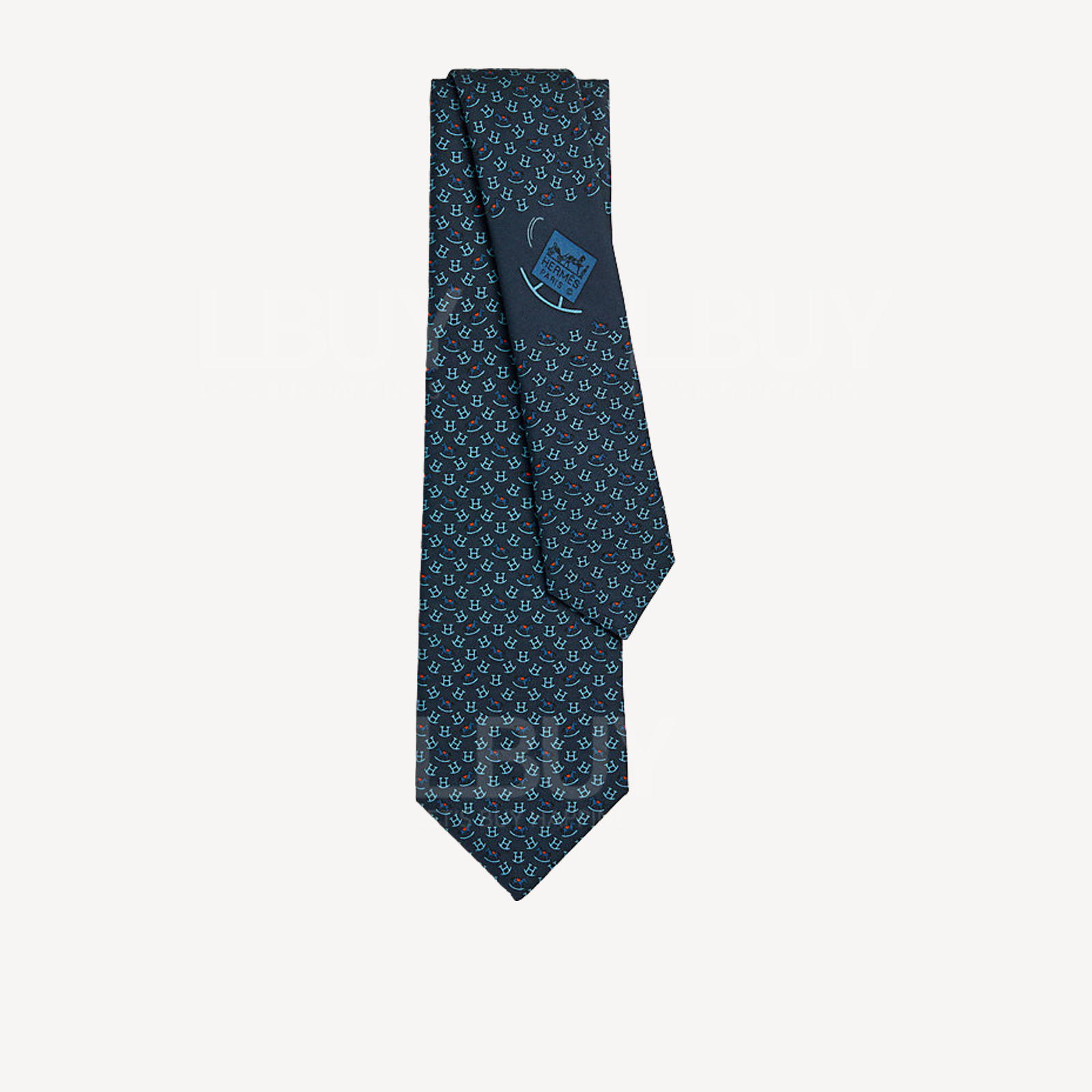 Hermes Rocking Horse Tie Marine Bleu Orange