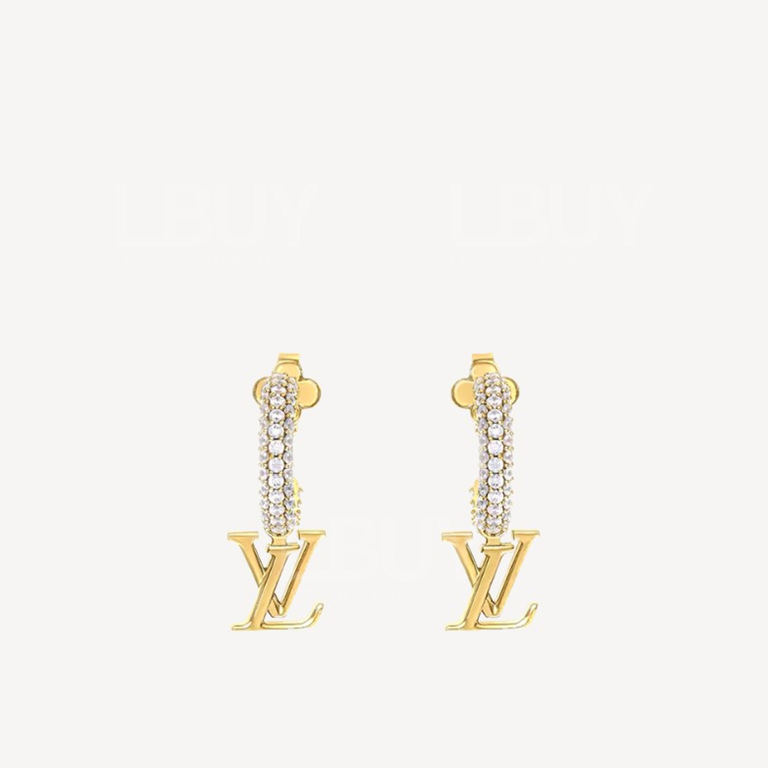 LV Iconic Crystal with Gold LV Logo Earrings M01732