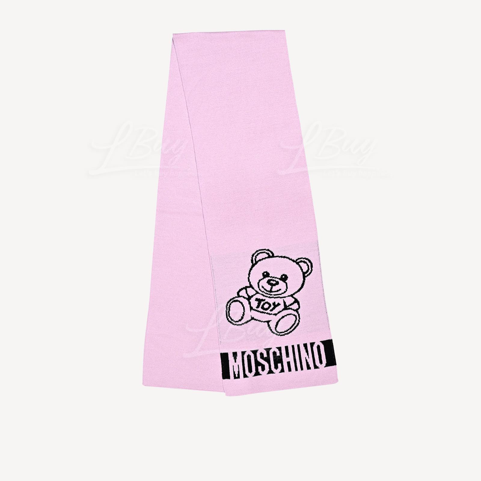 Moschino Big Teddy Bear Pink Scarf