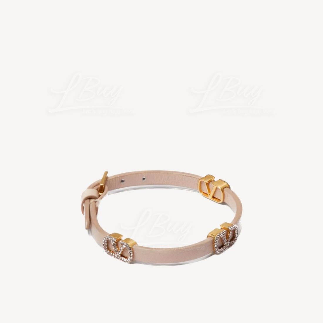 Valentino Garavani 水晶VLogo皮革手帶 手鏈