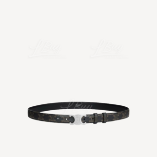 Celine Triomphe Belt in Triomphe Canvas Black Silver Buckle