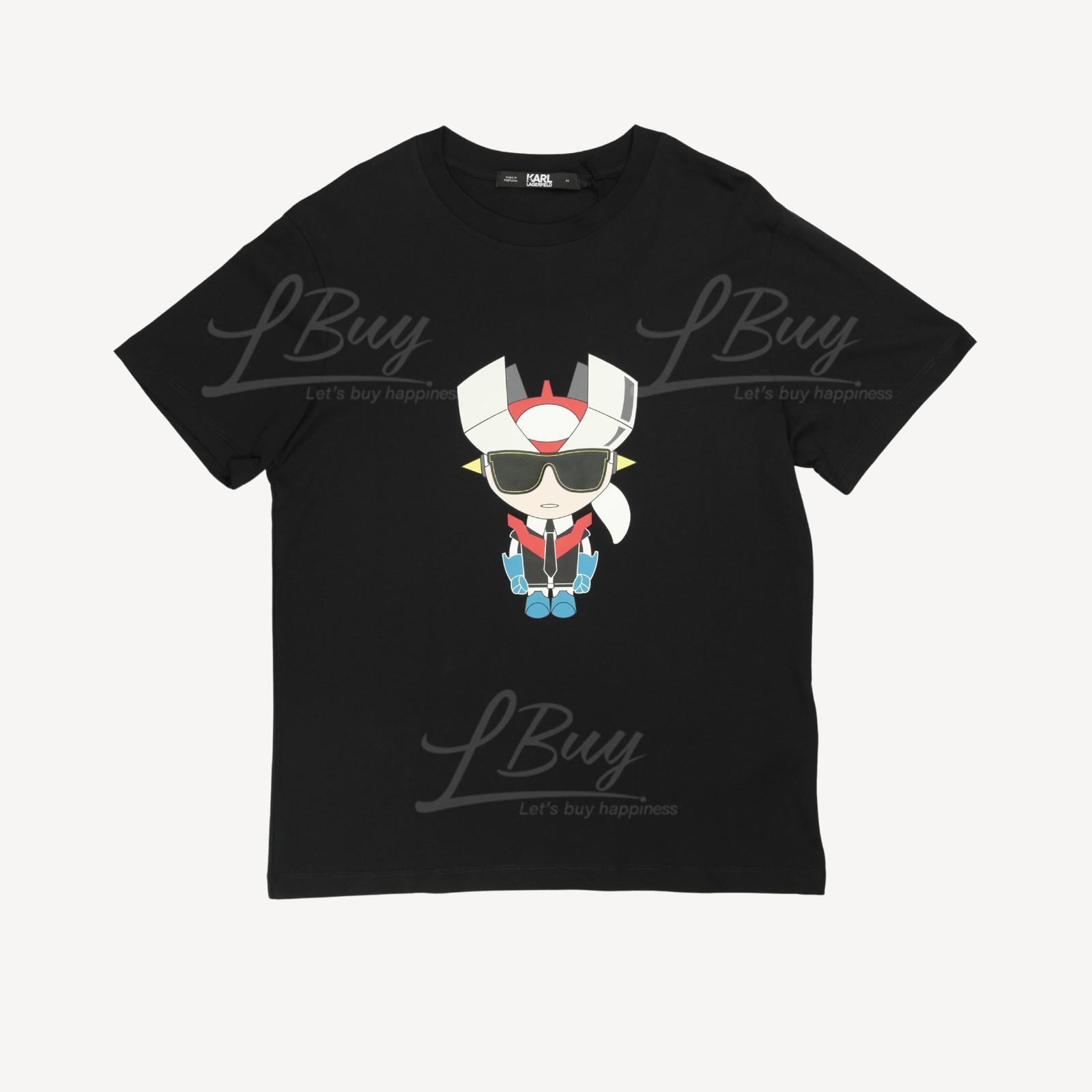 Karl Lagerfeld 超級英雄造型老佛爺 Ikonik 有機棉短袖T恤 黑色