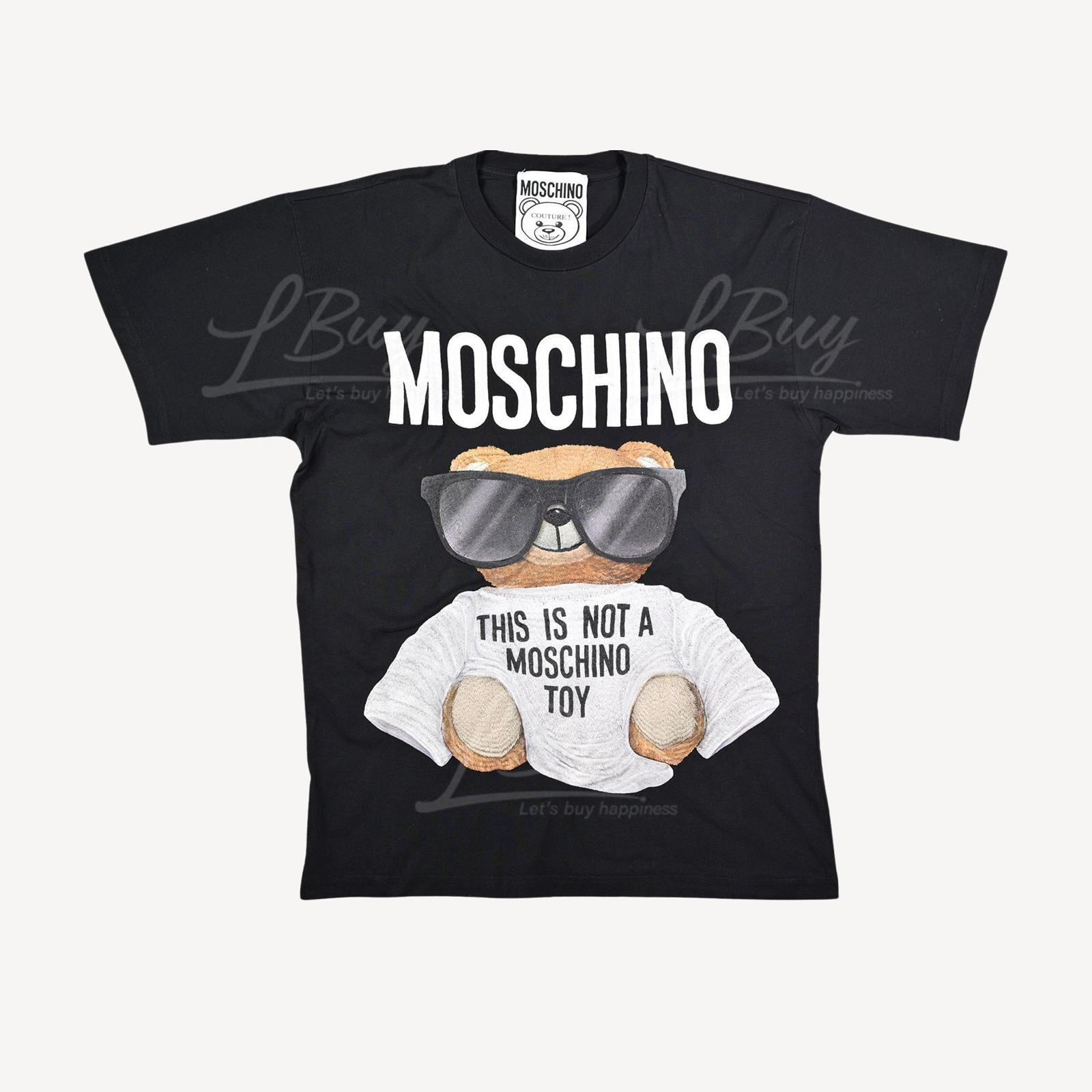 Moschino Couture 太陽眼鏡刺繡泰迪熊Logo短袖T恤 黑色