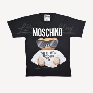 Moschino Couture Sunglasses Embroidered Teddy Bear Logo Short Sleeve T-Shirt Black