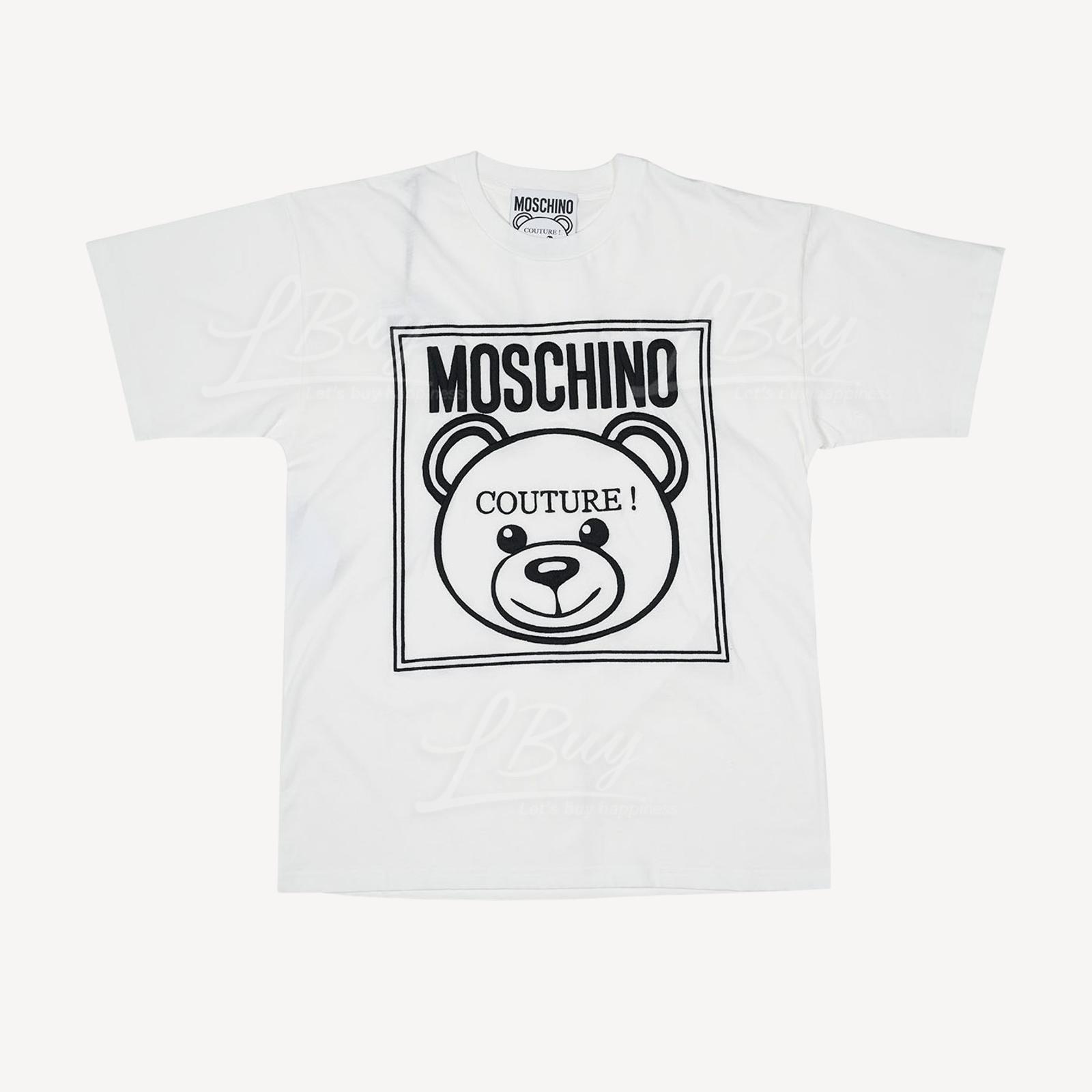 Moschino Couture 刺绣泰迪熊Logo 短袖T恤 白色