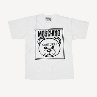 Moschino Couture 刺绣泰迪熊Logo 短袖T恤 白色