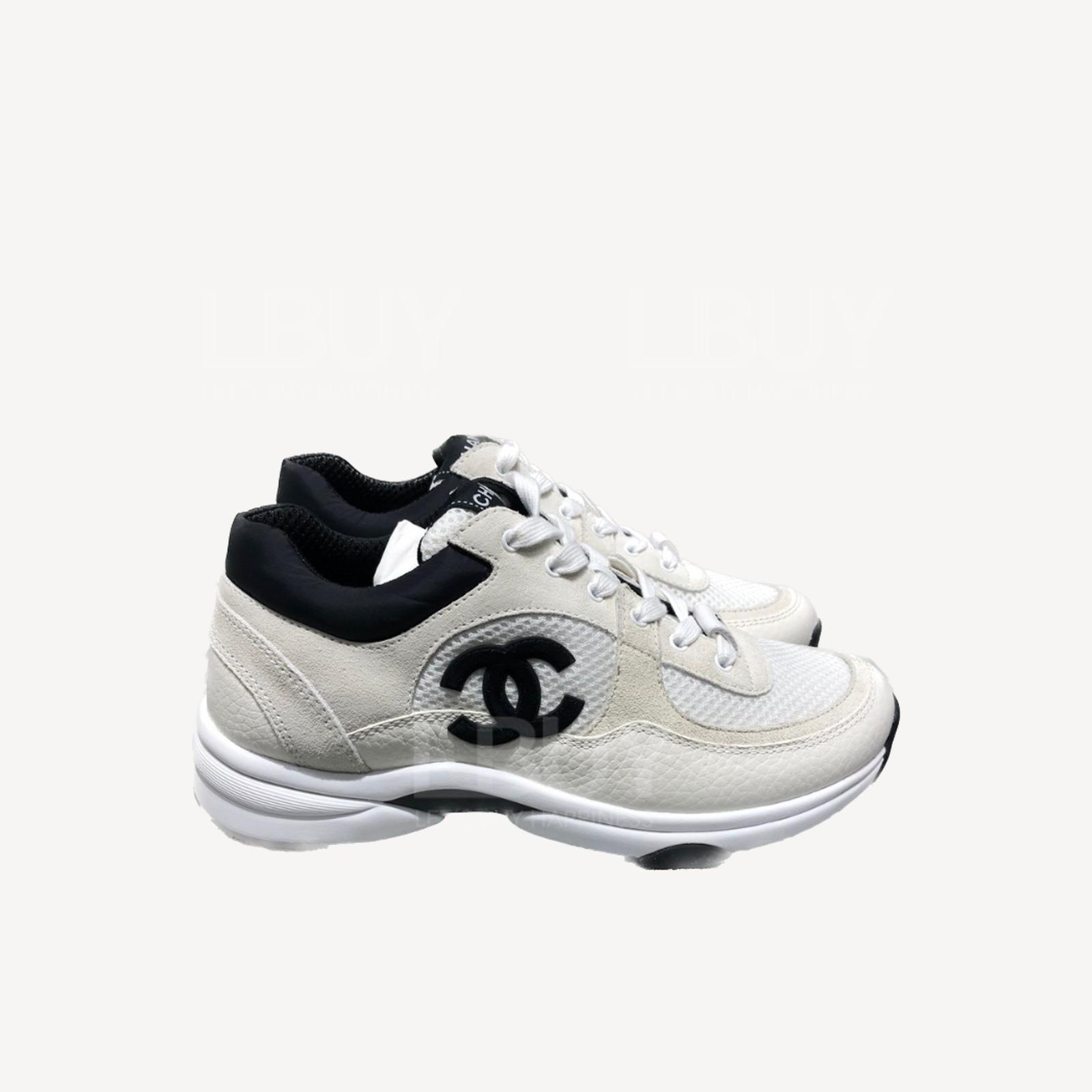 Chanel 黑色CC Logo 白色运动鞋 G38299