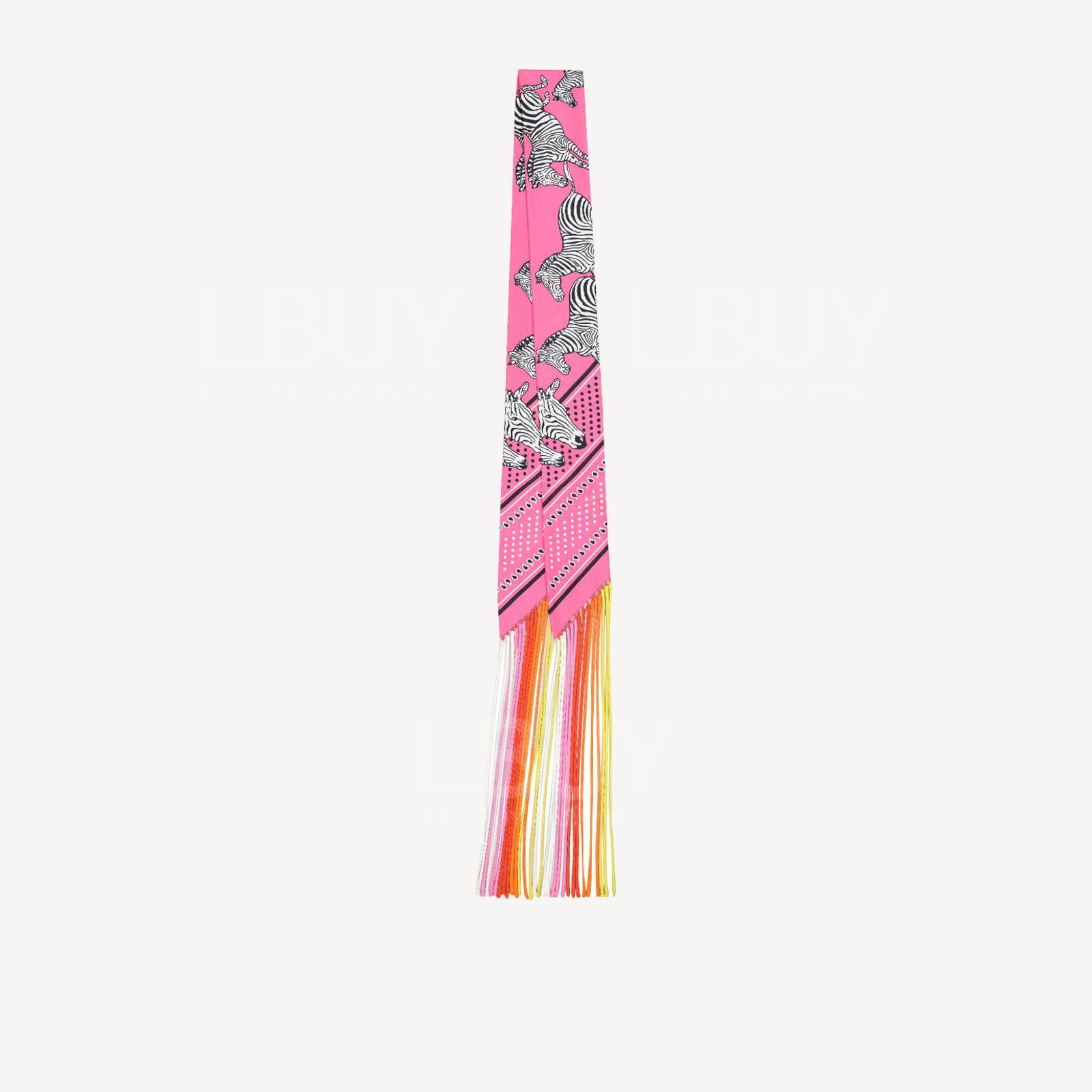 Hermes Multicolore Fringed Twilly 流苏 斑马图桉