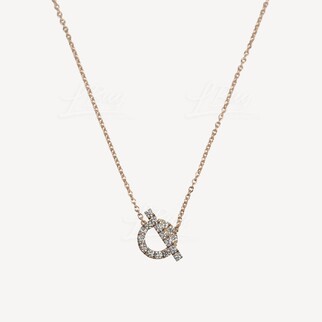 Hermes Finesse Pendant 18K 750, 1000 in Rose Gold set with 17 Diamonds (0.46 ct)