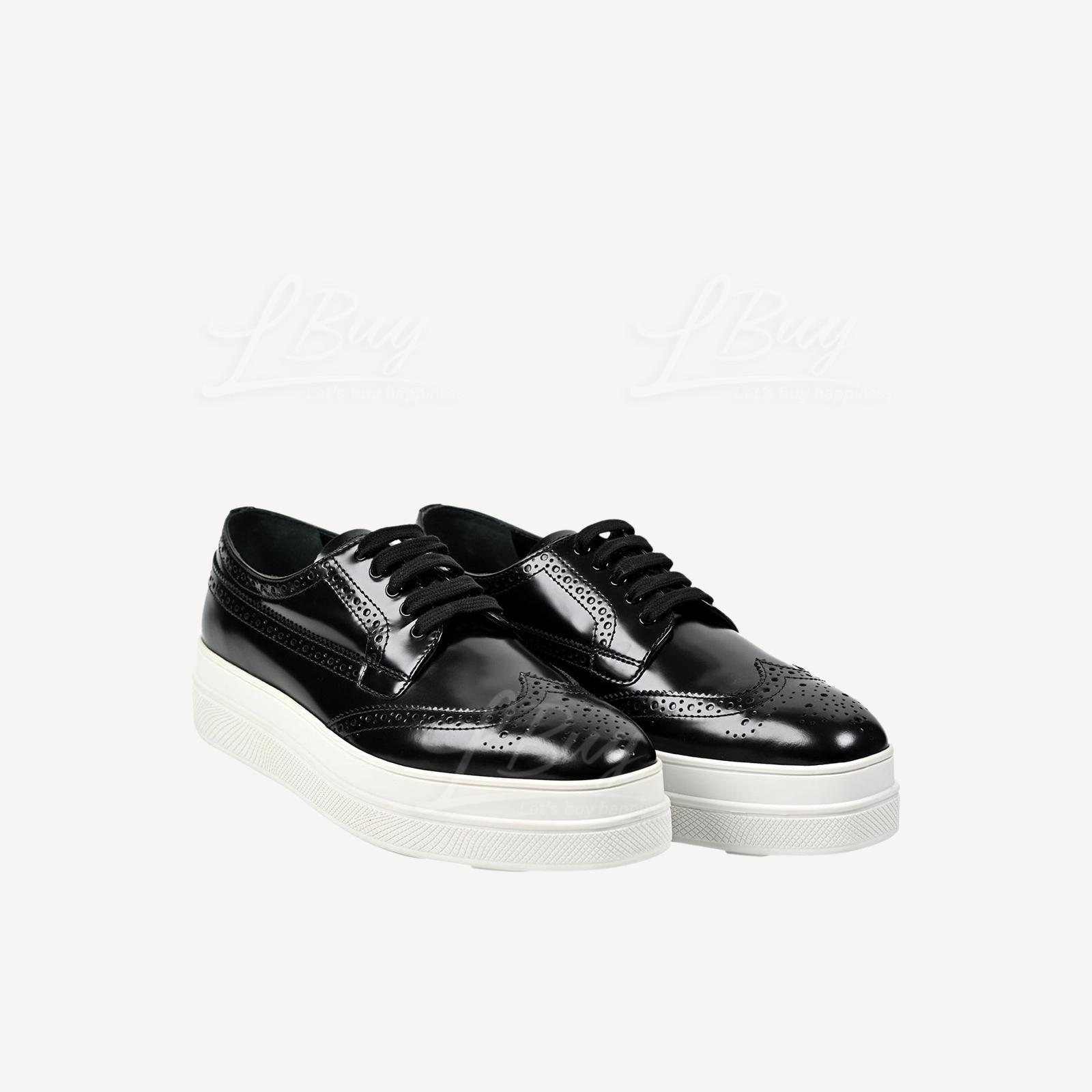 Prada Platform Black Leather Shoes