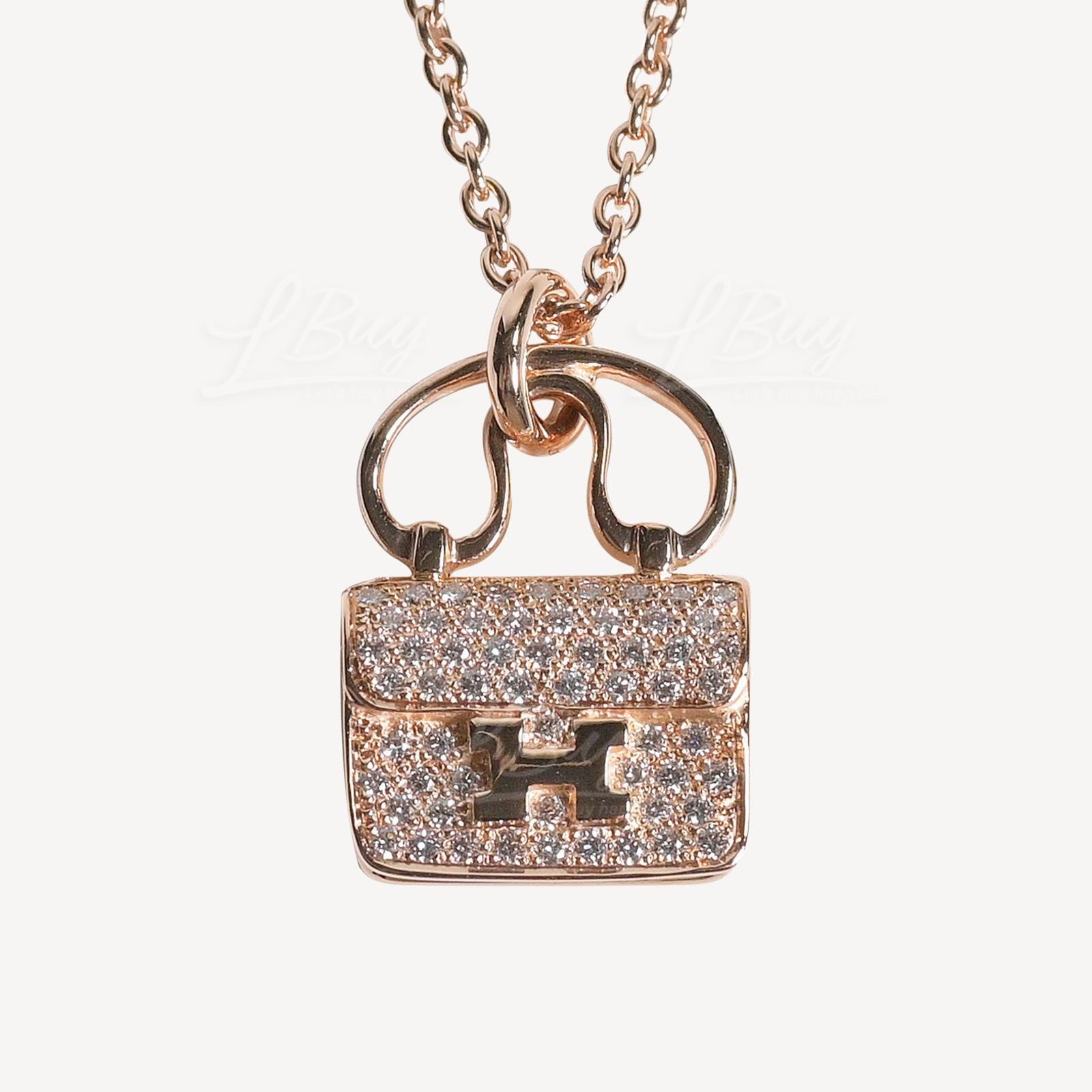 Hermes Constance Amulette Pendant in Rose Gold set with 65 Diamonds (0.29 ct)