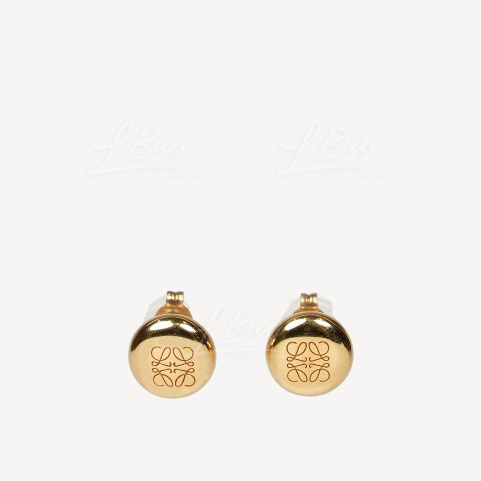 Loewe 純銀 Anagram Pebble 金色鉚釘耳環