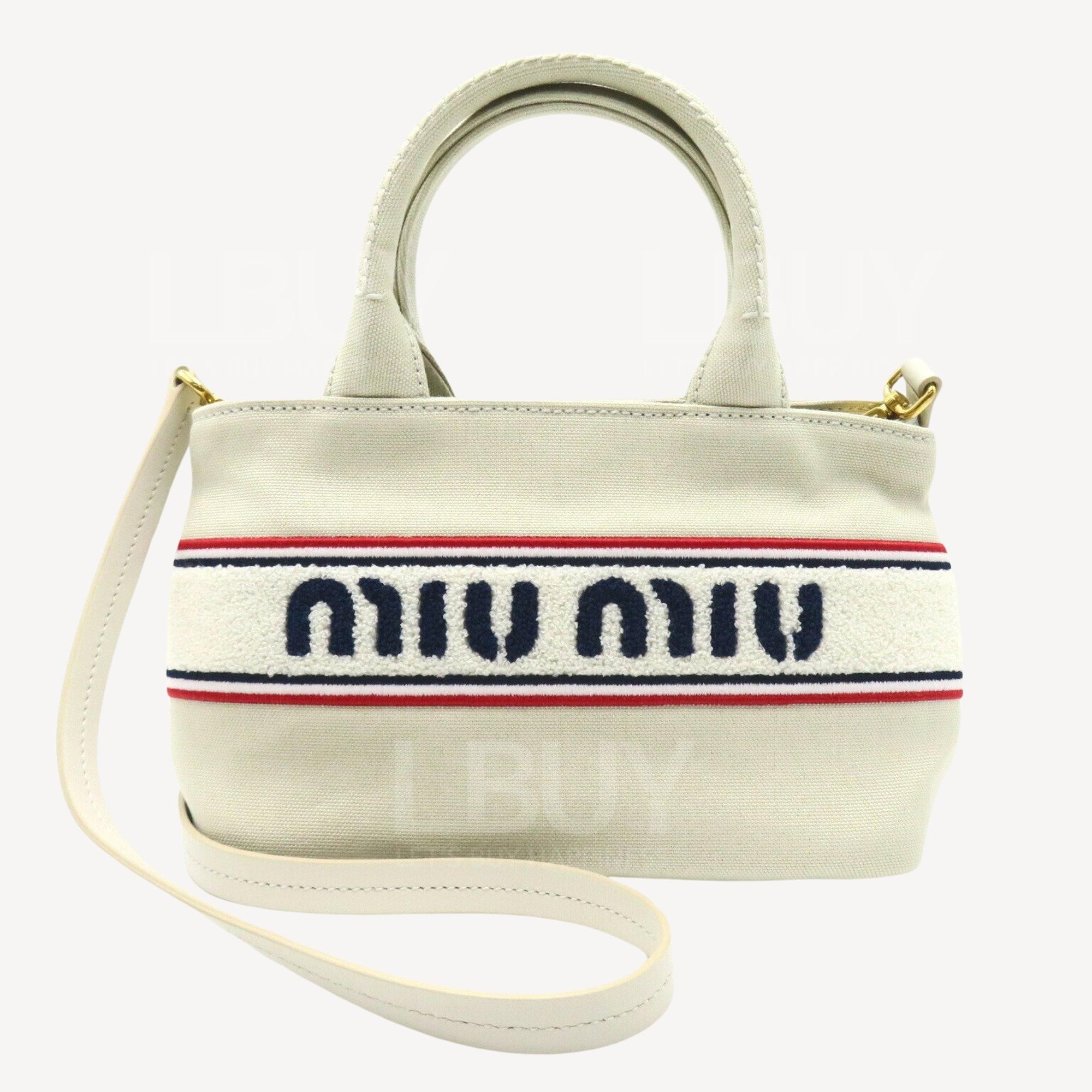 Miu Miu Embroidered Canvas Bag Tote Bag 5BA253